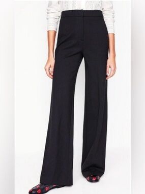 Boden Hampshire Wide Leg Black Stretch Ponte Knit Mid Rise Trouser Pants Sz 14R